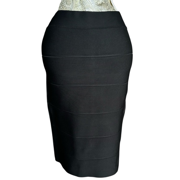 BCBGMaxAzria Sexy Black Bandage Pinup Pencil Skirt Party Size Small Medium - Picture 1 of 4
